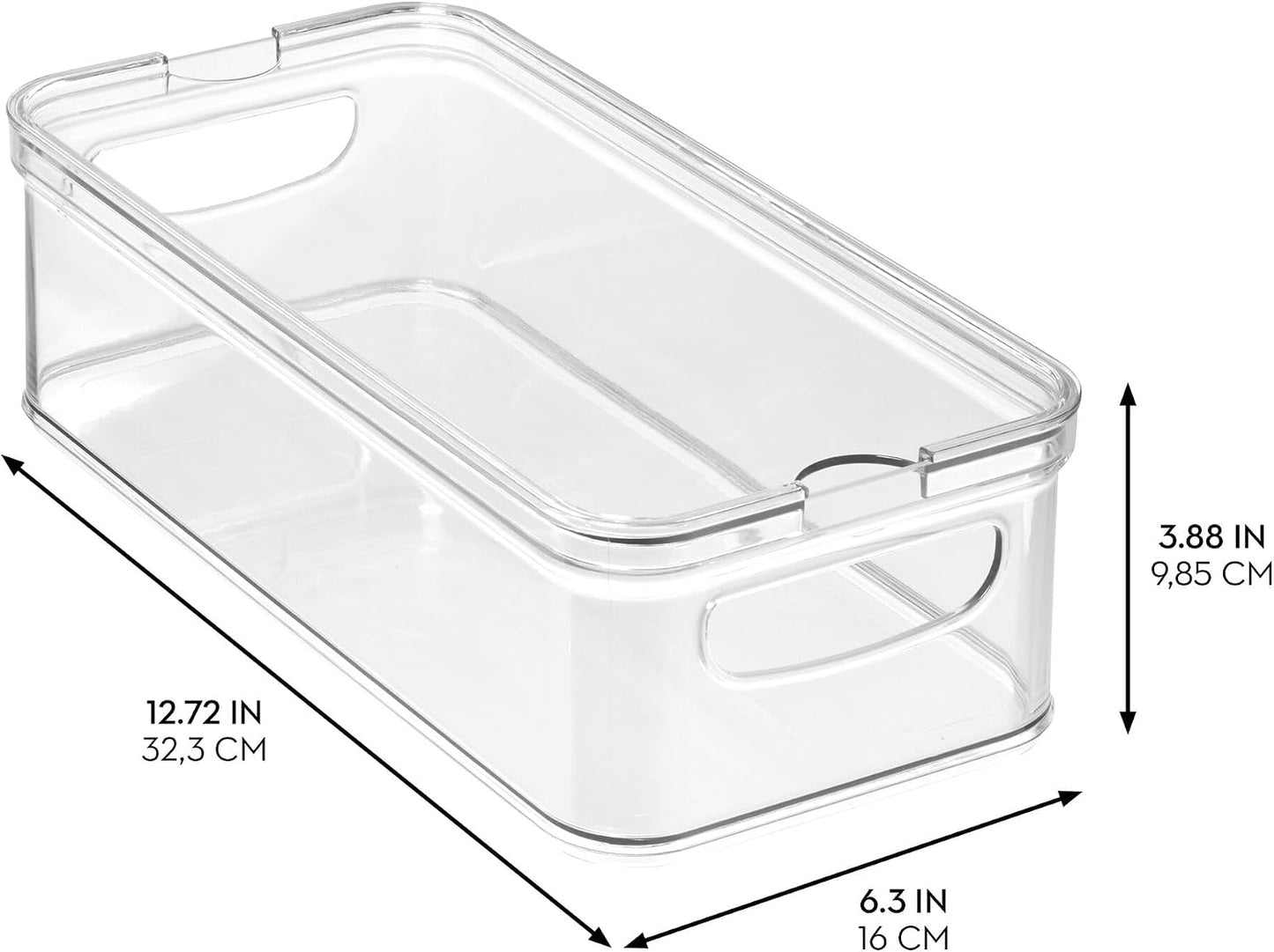 iDesign Stackable Fridge Organizer Bins with Lids for Fresh Produce - Set of 6 - Clear