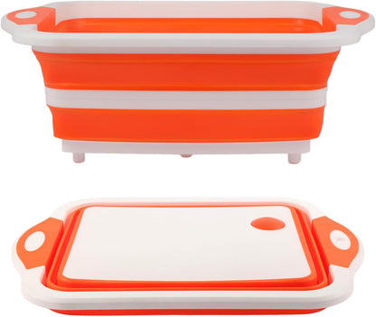 Collapsible BBQ Prep Tub/Cutting Board 10L, Orange