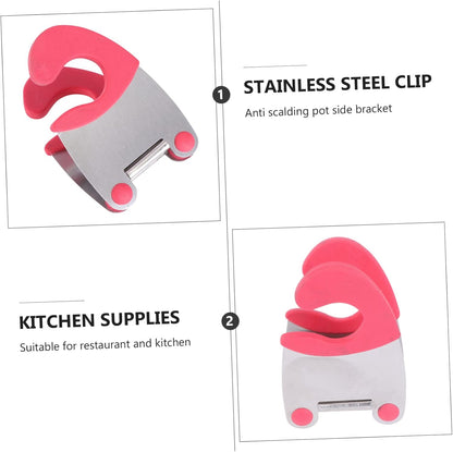 2Pcs Stainless Steel Pot Clip Spoon Holder Kitchen