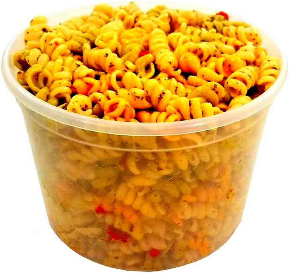 PACTOGO 64 oz (1/2 Gallon) Heavy Duty Round Plastic Deli Soup Containers with Lids, For Meal Prep Containers | BPA Free | Stackable | Leakproof | Microwave/Dishwasher/Freezer Safe (Pack of 10 Sets)