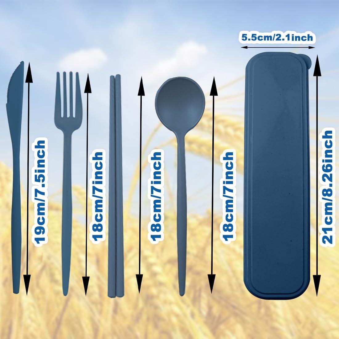 ELANE 4 Sets Reusable Travel Utensils Set with Case,Camping Cutlery Set Reusable Cutlery Set with Case,Utensil Sets for Lunch Picnic Daily Use Outdoor