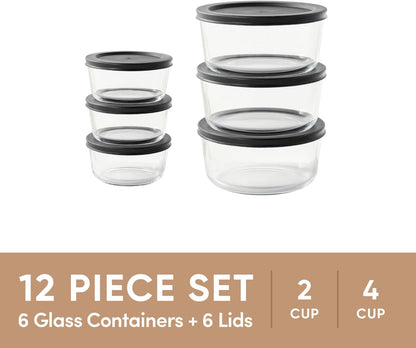 6-Piece Glass Food Storage Containers Set (3 Containers + 3 BPA-Free Lids) | 2-Cup, Leakproof | Microwave, Freezer, Oven & Dishwasher Safe | Ideal for Meal Prep & Pantry Organization, Pistachio