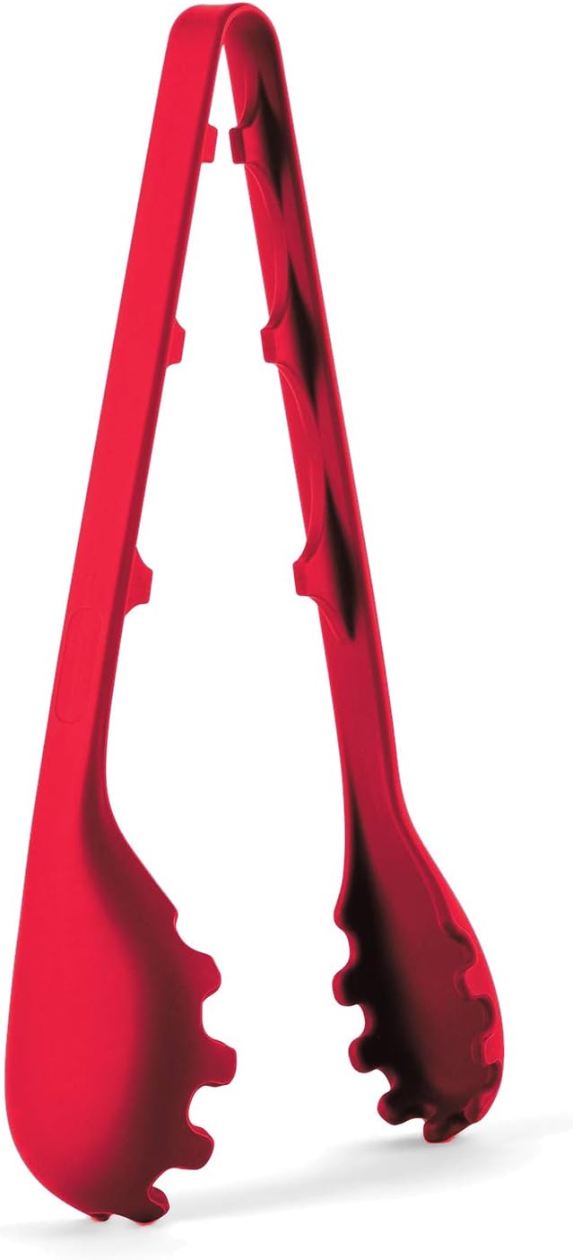 Fox Run 2 in 1 Pasta Measuring Tongs, 12.5", Red