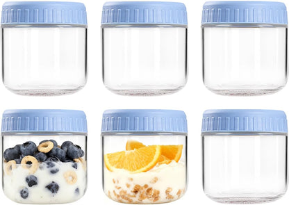 Overnight Oats Containers with Lids, 10oz Wide Mouth Mason Jars with Lids, 9 Pack Glass Jars with Airtight lid for Chia Pudding Yogurt Salad, Meal Prer Oatmeal Jars, Pink