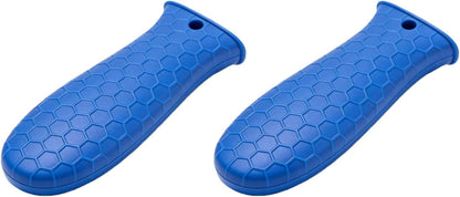 2-Pack Premium Silicone Handle Covers for Cast Iron Skillets, Maximum Heat Protection Non-Slip Pot Holder Sleeves with Anti-Slip Design for Frying Pans, Cookware (Blue)