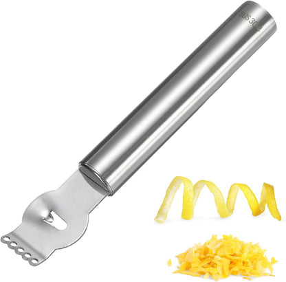 uxcell Lemon Zester Tool Stainless Steel Orange Peeler Silver