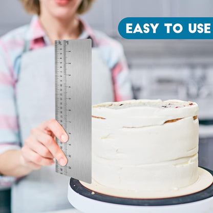 Nuenen Cake Scraper Smoother Metal with Scale Baking Comb Tool, 12 Inches