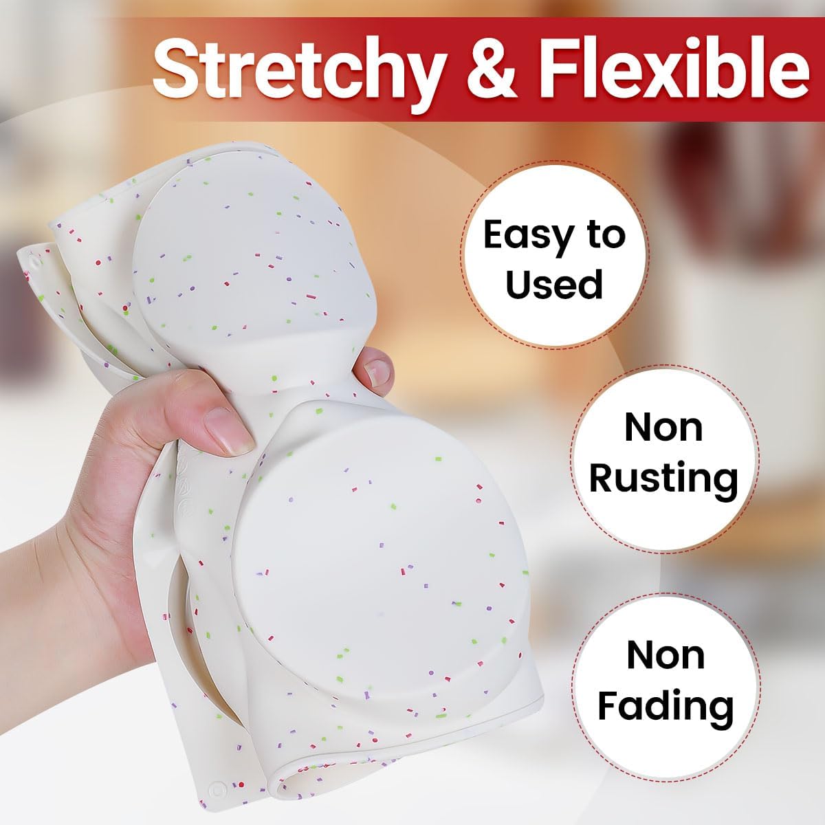 CAKETIME Muffin Top Pan, Silicone Egg Molds for Breakfast Sandwiches 3 Inch Round Baking Pan for Oven English Muffins, Whoopie Pies, Corn Bread, Egg bites, Tarts 3 Pack Confetti