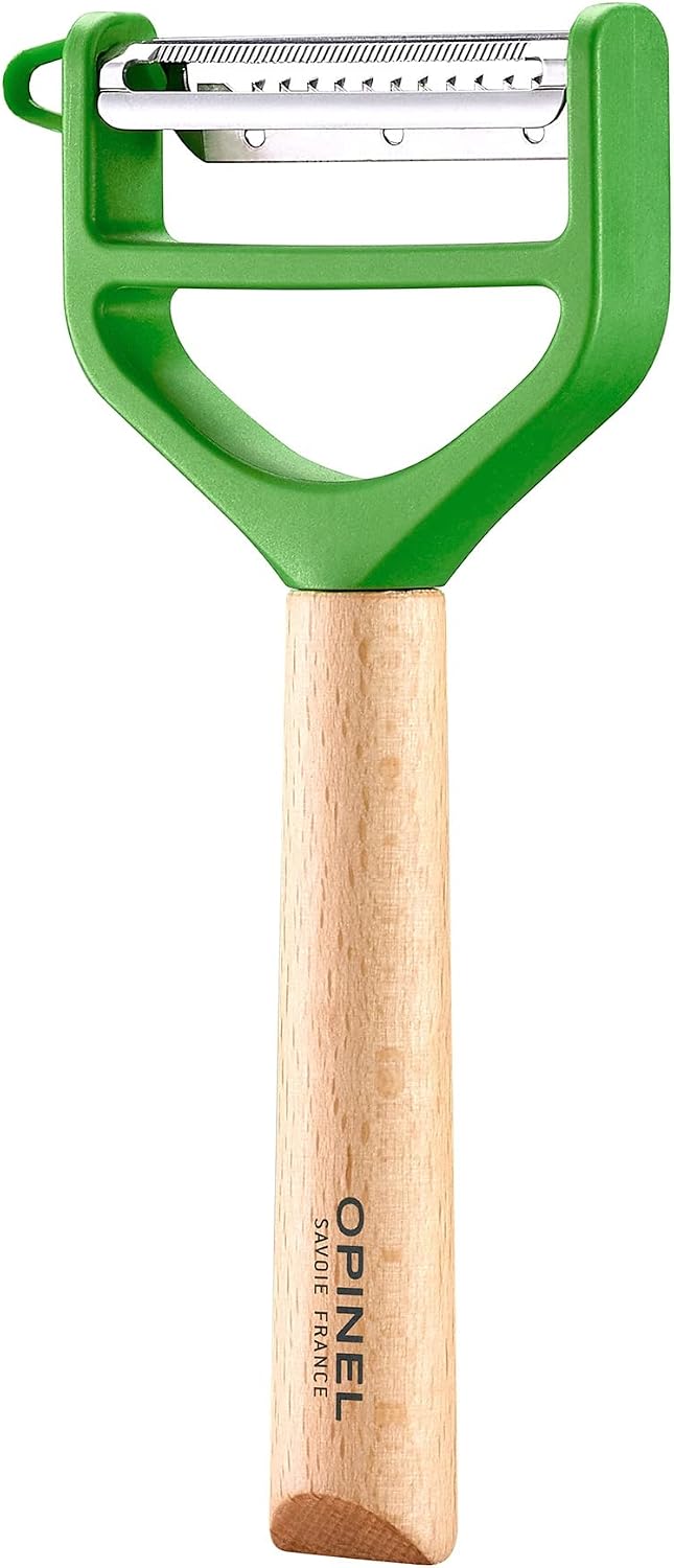 Opinel T-Duo 254621 Wooden Peeler in Red for Peeling Vegetables and Preparing Juliennes One Size