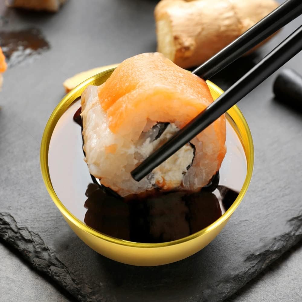10 Pack 3.3inch Stainless Steel Sauce Dishes Mini Individual Saucers Bowl Round Seasoning Dishes Sushi Dipping Bowl Appetizer Plates, Sliver