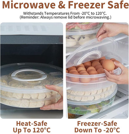 2 Pack 12 Inch Pie Carrier with Lid and Handle Reusable 2 Compartments Food Storage Container Plastic Pizza Storage Containers Round Pie Keeper for Cake Cheesecake Tortilla