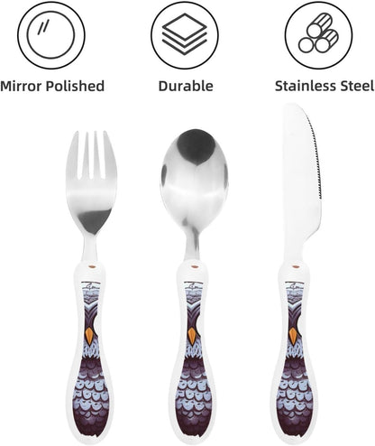 3-Piece Kids Silverware Set With Storage Case, Stainless Steel Reusable Children Safe Knife Spoon Fork Set Long Haired Dachshund Children Flatware Set For Kids Lunch Box