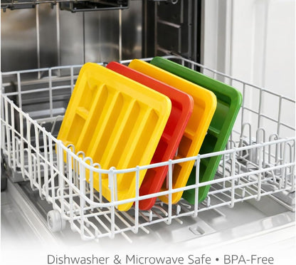 Set of 3 Taco Holder Plates – Plastic Divider Taco Trays with Stand-Up Slots, BPA-Free, Dishwasher & Microwave Safe