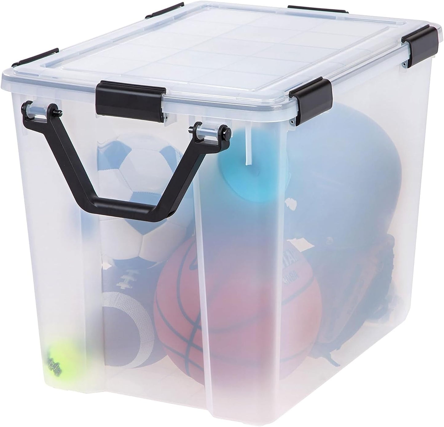 IRIS USA Storage Bins with Lids, WeatherPro Wheeled 106 Qt, Plastic, 3 Pack | Weather-tight gasket, wheels, and secure latches protect camping gear, tools, holiday décor, clothing, and documents.