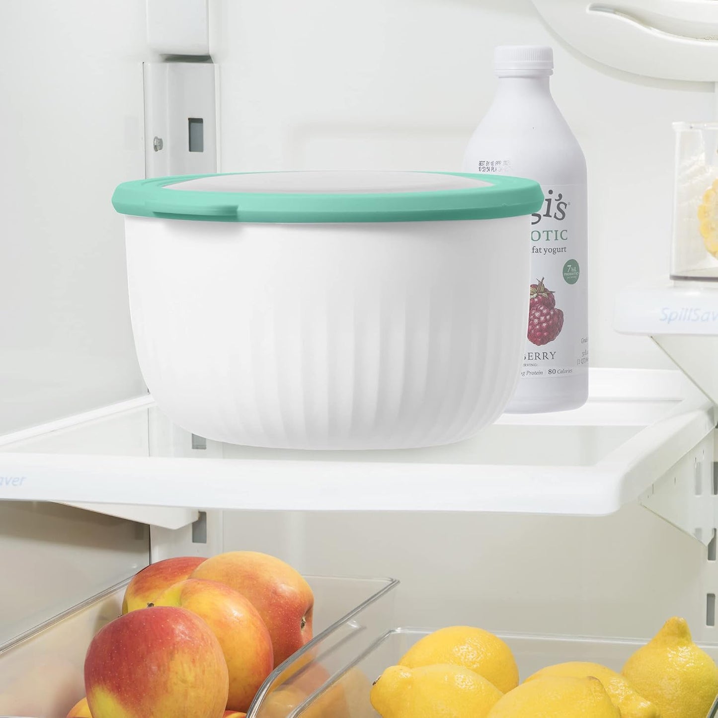 Oggi Prep, Store & Serve Plastic Bowl w/See-Thru Lid- Dishwasher, Microwave & Freezer Safe, (4 qt) Lt Gray w/Dk Gray Lid