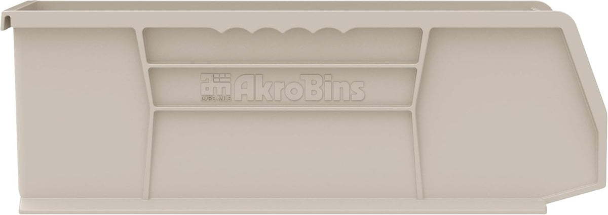 Akro-Mils 30234 AkroBins Plastic Storage Bins, Space-Saving Stackable Bins for Garage, Pantry, Craft Organization, 15" x 5" x 5", Clear, 12-Pack
