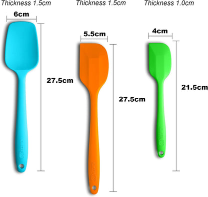 Silicone Spatula 3-piece Set, Ergonomic Handle High Heat-Resistant Spatulas, Non-stick Rubber Spatulas with Stainless Steel Core, Black