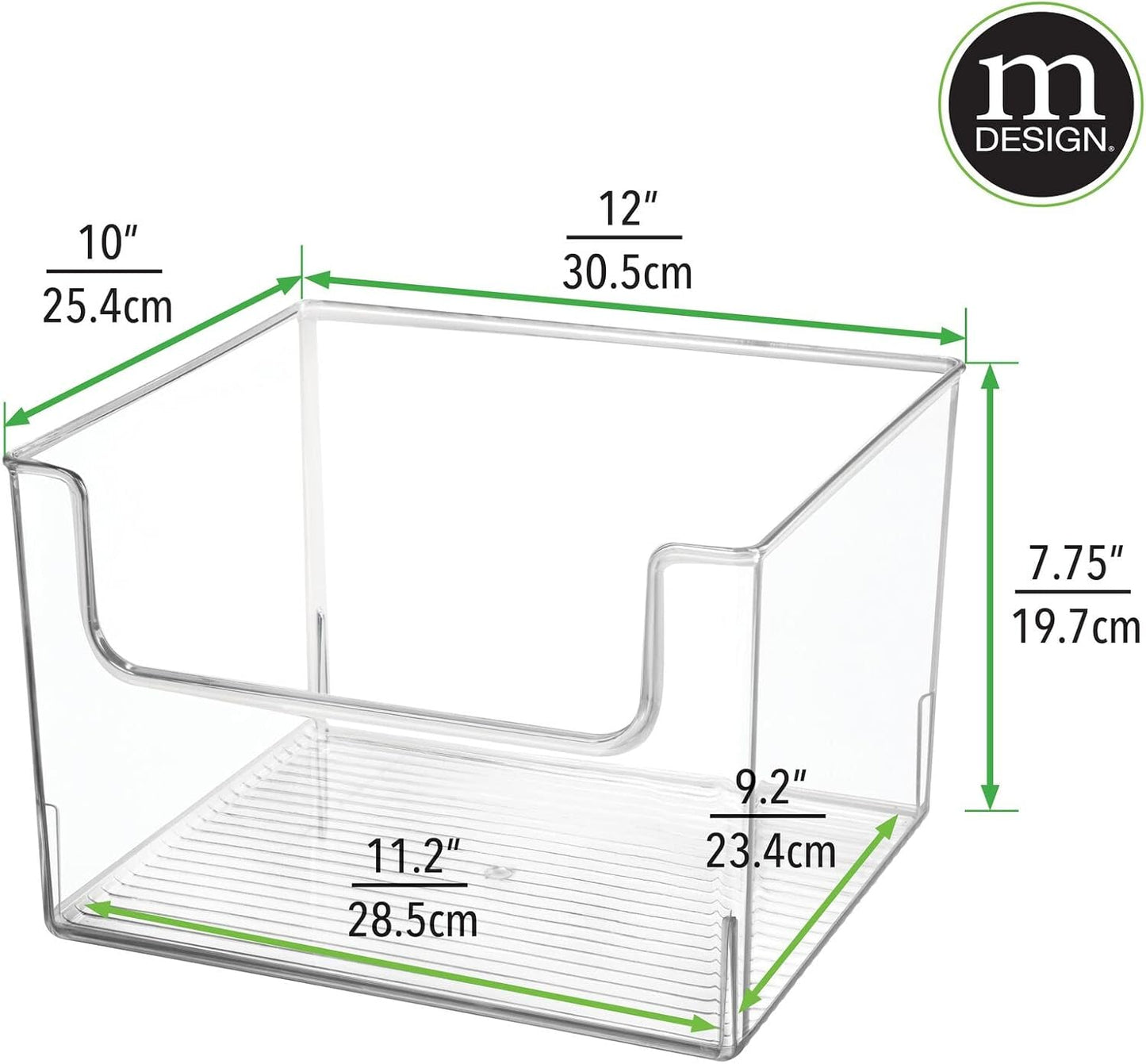 mDesign Modern Plastic Open Front Dip Storage Organizer Bin Basket for Bathroom Organization - Vanity Shelf, Cubby, Cabinet, and Closet Organizing Decor - Ligne Collection - 2 Pack - Clear