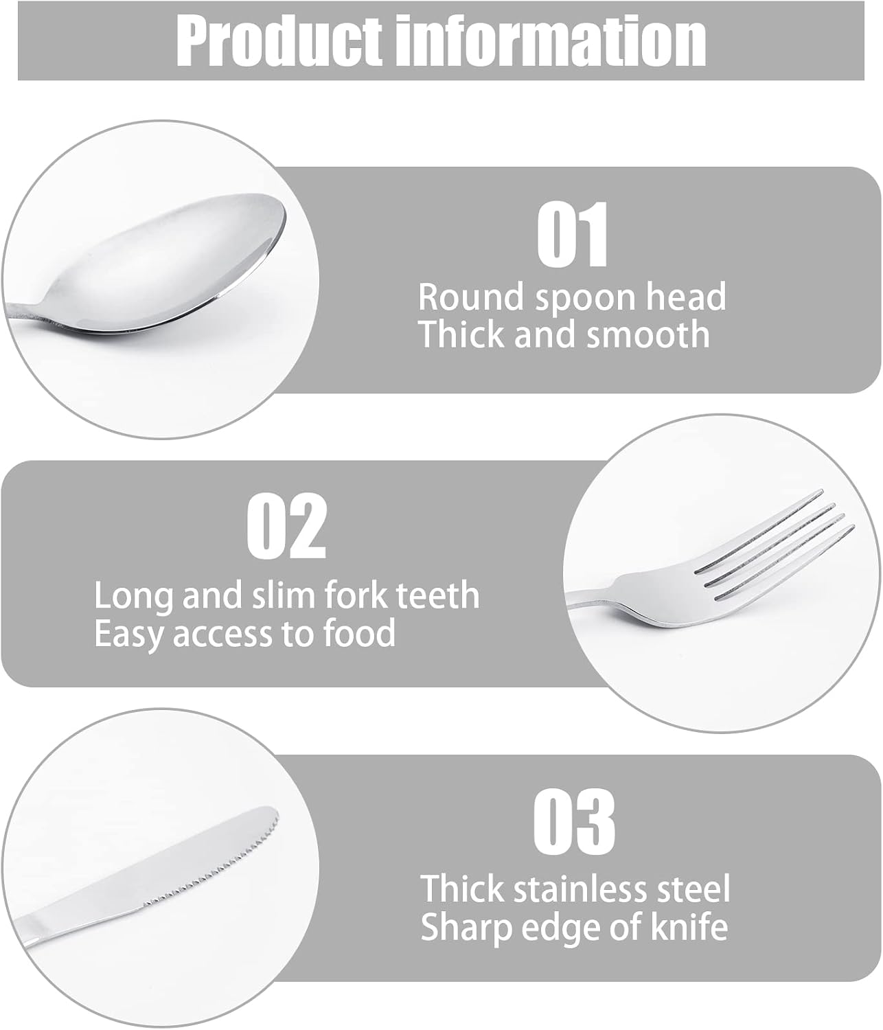 Travel Utensils with Case, Stainless Steel Silverware Set for Lunch Box, Portable Camping Cutlery Fork Spoon Knife, Reusable Utensil Set Flatware for Picnic School, Dishwasher Safe (Blue)