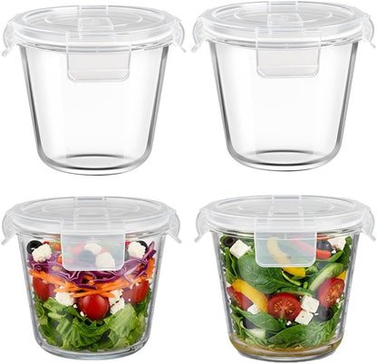 1.5 cup Round Glass Food Storage Containers with Lids, 12oz Small Glass Meal Prep Containers set, Heat-Resistant BPA-Free Round food bowl for Leftover. Microwave, Dishwasher & Freezer Safe
