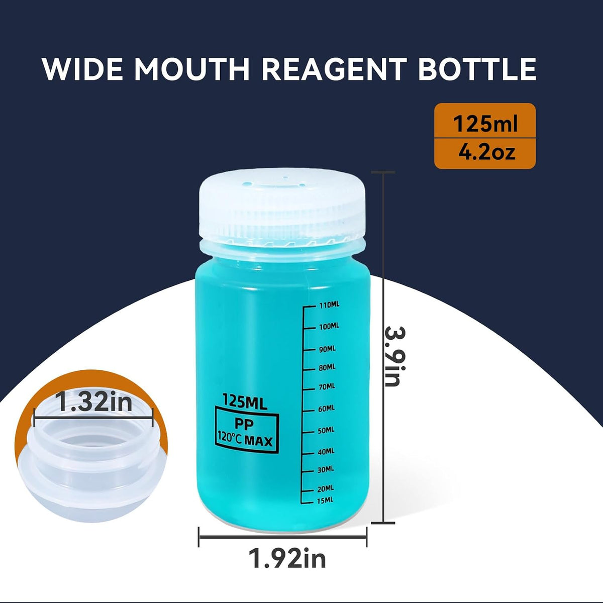 34oz/1000ml Wide Mouth Plastic Bottles with Airtight Lids, Graduated Food Grade Leak Proof PP Containers Jars for Water Sample Lab Reagent Liquid Medicine Storage (Transparent, 3 Pcs)