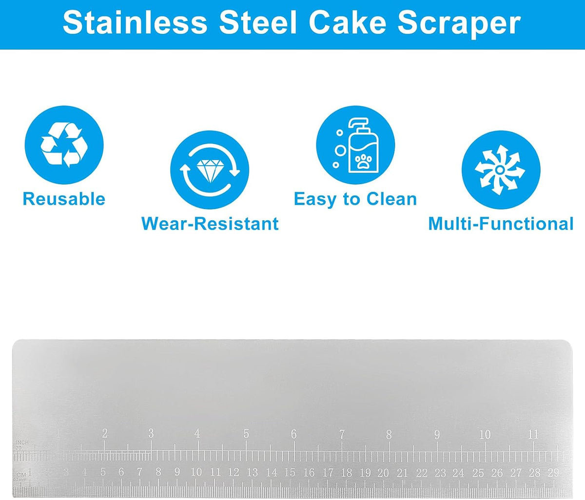 11.8 Inch/30 CM Measuring Scale Cake Scraper & Smoother