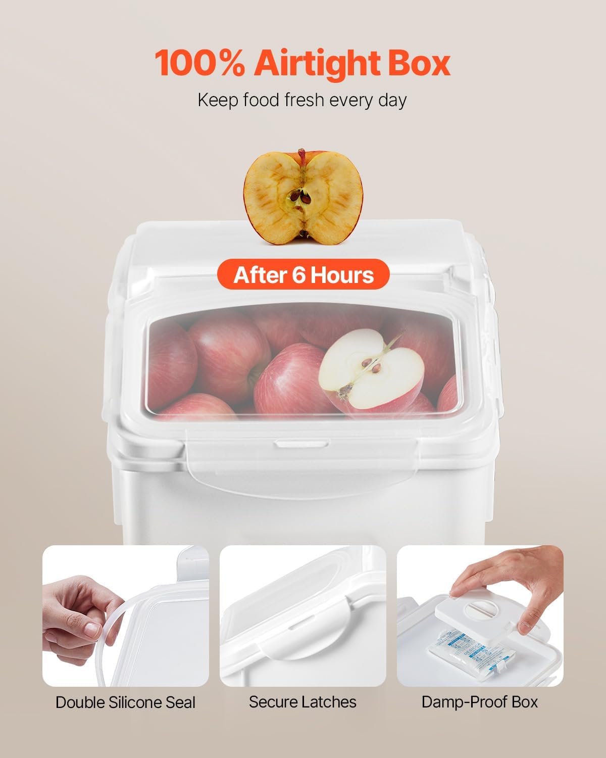 Happybuy Rice Storage Container, 4.5Gallon/20L Capacity Large Dog Food Dispenser Bin. Kitchen Ingredient Grain Cereal Flour Bin. Pet Food Container with Wheels, Measuring Cup, Airtight Lid. 1 Pack.