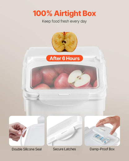 Happybuy Rice Storage Container, 4.5Gallon/20L Capacity Large Dog Food Dispenser Bin. Kitchen Ingredient Grain Cereal Flour Bin. Pet Food Container with Wheels, Measuring Cup, Airtight Lid. 1 Pack.