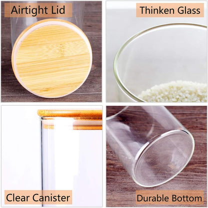 Set of 2 Large Glass Food Storage jar, 100 FL OZ (3000ml) Glass Flour Canister with Airtight Bamboo Lids for Kitchen Corner, BPA-Free Flour Container for Sugar, Ground Coffee, Rice and Dry Food