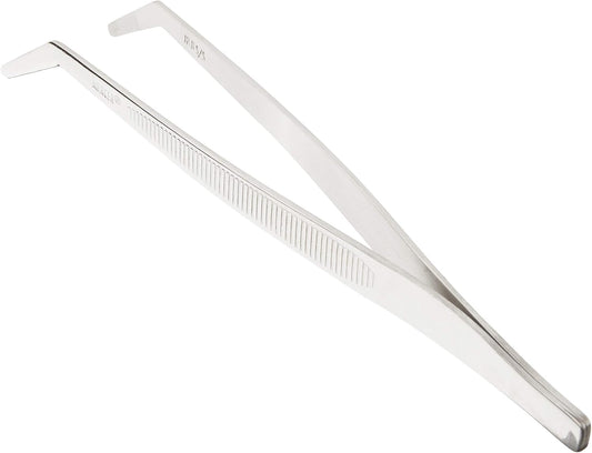 Mercer Culinary 18-8 Stainless Steel Chef Plating Tongs, Curved Tip, 6-1/8 Inch