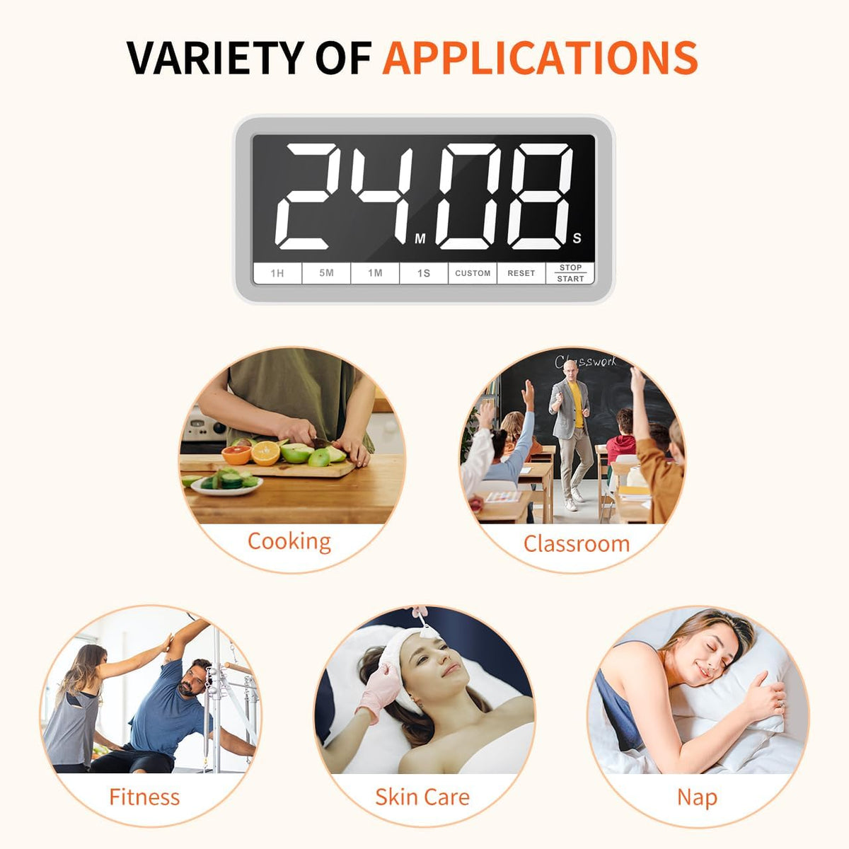 VOCOO Large 7.8" Digital Timer, Magnetic LED Timer for Kitchen & Classroom