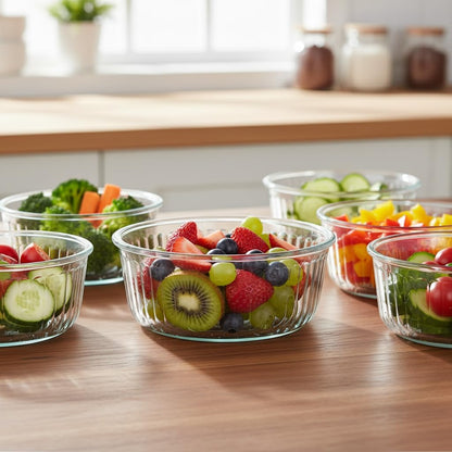 Small Round Glass Food Storage Containers with Lids, 1.5 Cup Round Food Containers set BPA-Free, 12oz Glass Lunch Bowls for Soup Leftover, Microwave, Dishwasher and Freezer Safe (4pack)
