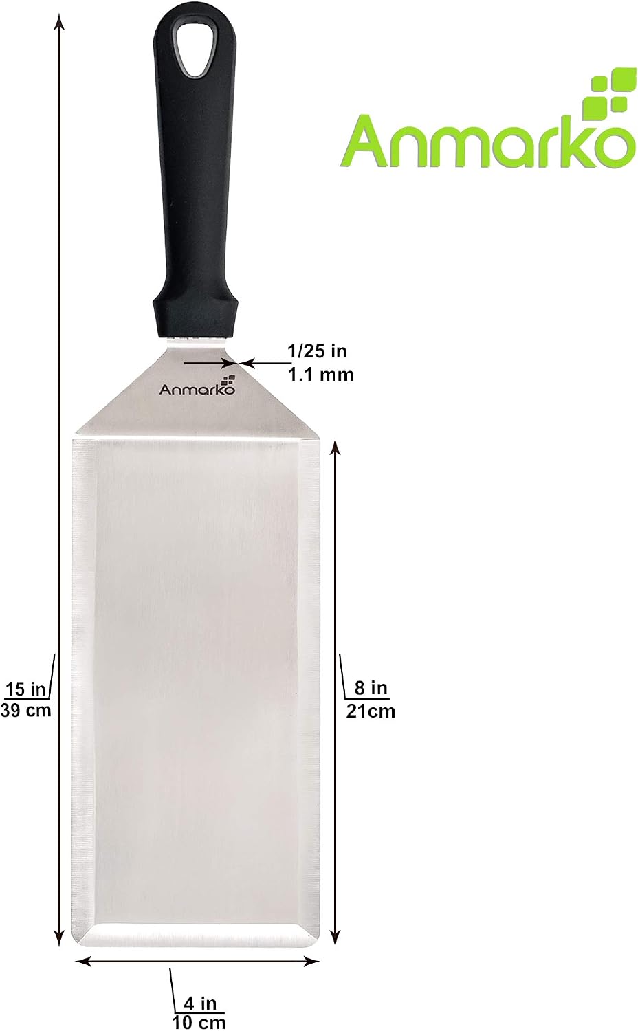 Stainless Steel Metal Griddle 4 x 8 inch Spatula - Spatula Hamburger Turner Scraper - Pancake Flipper - Great for BBQ Grill and Flat Top Griddle - Commercial Grade