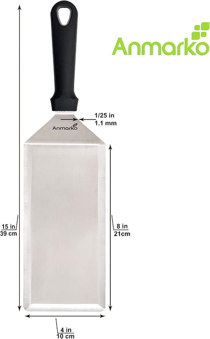 Stainless Steel Metal Griddle 4 x 8 inch Spatula - Spatula Hamburger Turner Scraper - Pancake Flipper - Great for BBQ Grill and Flat Top Griddle - Commercial Grade