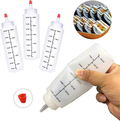 Baaxxango 12 Pack 8 oz Plastic Squeeze Bottles with Red Tip Cap and Scale
