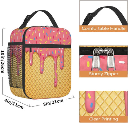 Rainbow Leopard Lunch Box Thermal Cooler Bento Tote Bags Portable Insulated Lunch Bag for Girls Teens, Kids Lunch Bags for School Beach Picnic Travel