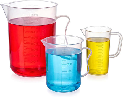 ASEVAT 3-Piece Liquid Measuring Cups Set, 100ml 300ml 1000ml Clear Plastic Measuring Cup with Spout, BPA Free Nesting Measuring Tools for Kitchen Cooking & Baking