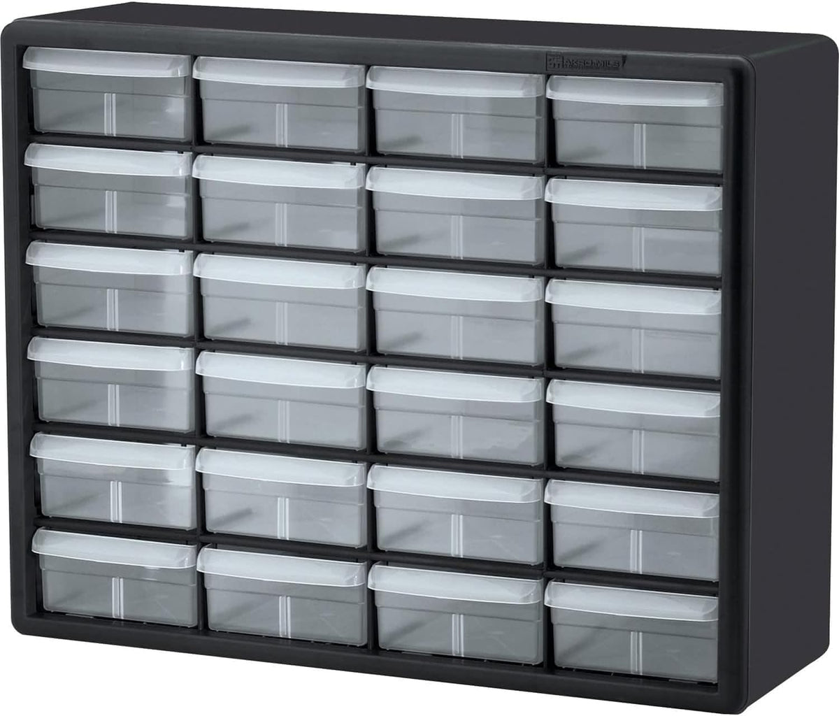 Akro-Mils 44-Drawer Plastic Drawer Storage Cabinet for Garage Organization, Bead Organizer, Building Bricks Storage, Teacher Toolbox, Makeup Organizer, 20" W x 6" D x 16" H, 10144 Black