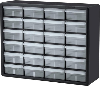 Akro-Mils 44-Drawer Plastic Drawer Storage Cabinet for Garage Organization, Bead Organizer, Building Bricks Storage, Teacher Toolbox, Makeup Organizer, 20" W x 6" D x 16" H, 10144 Black