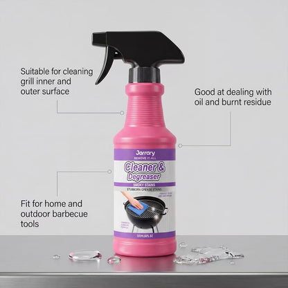 Fast-Acting Heavy-Duty Grill Degreaser Spray, BBQ Grease Cleaner for Outdoor Grills, Smokers, Grates, Removes Stubborn Carbon & Grease (3pcs)