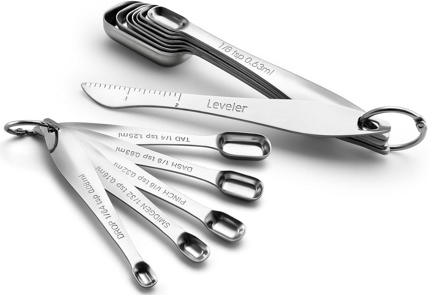 Spring Chef Stainless Steel Measuring Cups and Spoons Set of 14 with Leveler, Nesting Kitchen Metal Measuring Cups and Spoons Set for Dry and Liquid Ingredients, Perfect for Cooking & Baking