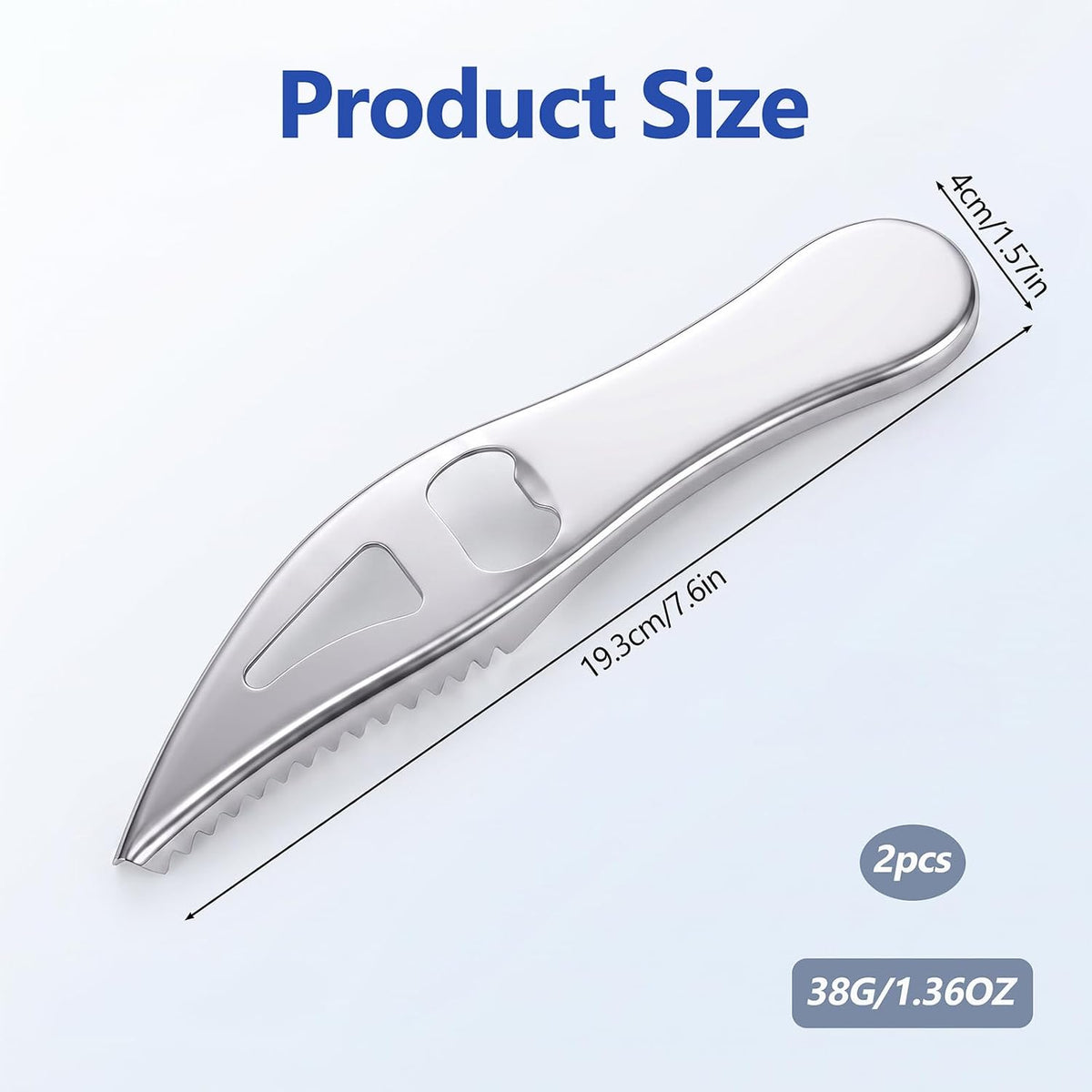 2 Pcs Fish Scaler Remover, Stainless Steel Portable Fish Descaler Tool