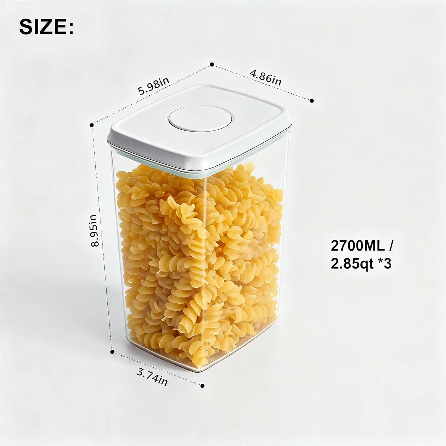 Pop Containers with Lids - Stackable Airtight Food Storage, Kitchen Pantry Storage Containers for Snacks Candy Salt Herbs Spices BPA-Free (3300ML / 3.48QT / 112OZ *3)