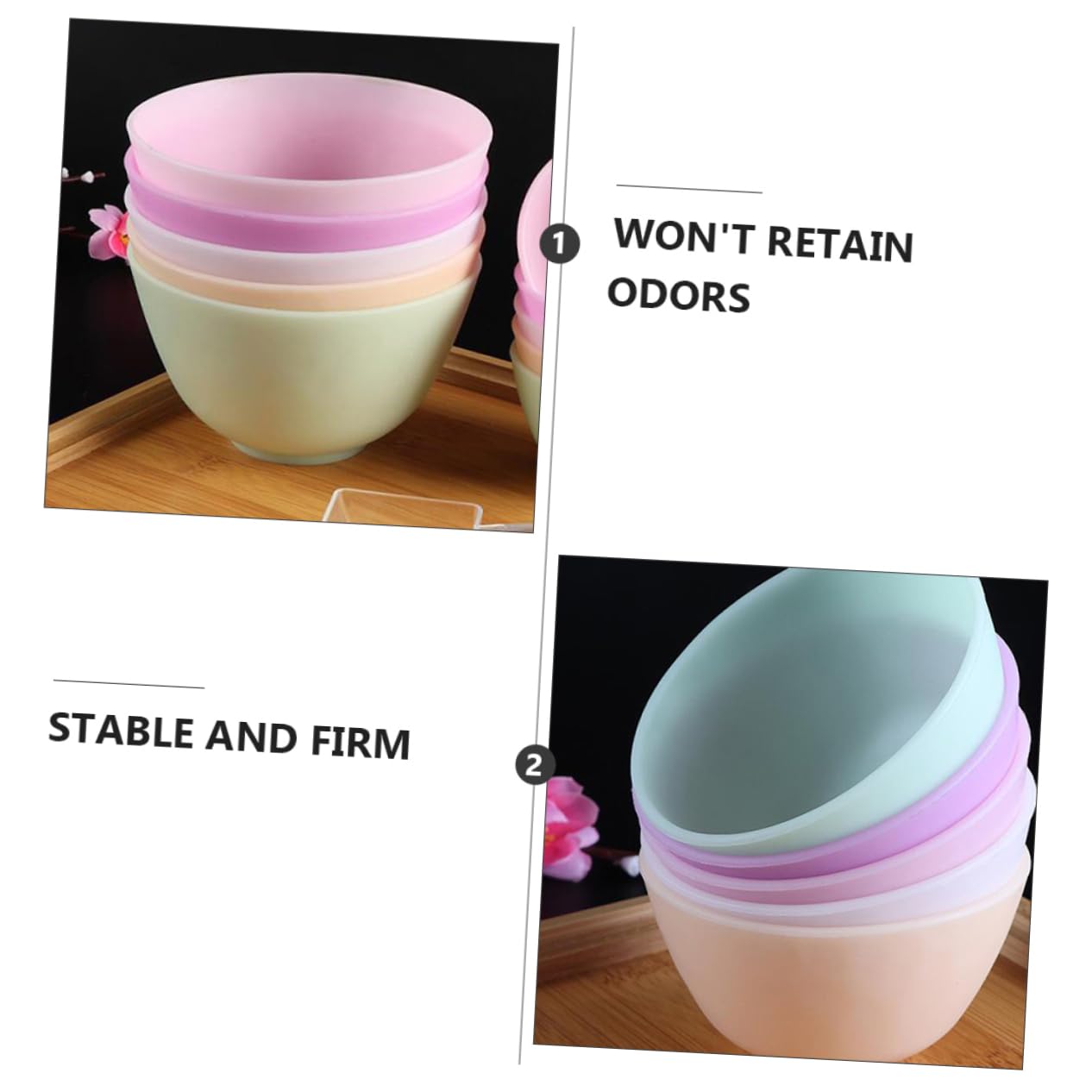 5 Pcs Odorless Anti-Drop Silicone Mixing Bowl Set 10.5x7cm Home Use Prep Measuring Bowls for DIY Facial Masks and Cooking