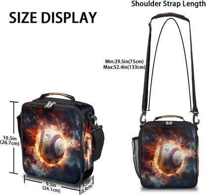 cfpolar Skull Skateboard Lunch Box for Boys Girls, Insulated Lunch Bags for Kids Reusable Mini Cooler Lunch Tote Lunchbox Thermal Meal Tote Kit with Shoulder Strap for Work School Picnic