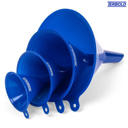 4pc Funnel Nesting Set in BPA Free Plastic for Kitchen Cooking, Car Oil, Home, or Lab Use (White)
