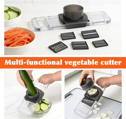 Multifunctional Mandoline Slicer with 6 Interchangeable Blades, Handheld Food Slicer with Safety Guard, Adjustable Stainless Steel Blade for Vegetable, Potato, Tomato, Onion