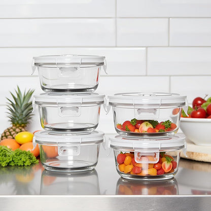 8 Pcs Square Glass Food Storage Container with Lids, 16OZ Square Glass Meal Prep Containers Set, 2 Cup glass Food Storage for Lunch Salad, Microwave, Oven, Freezer, Dishwasher Safe (4 Pack)