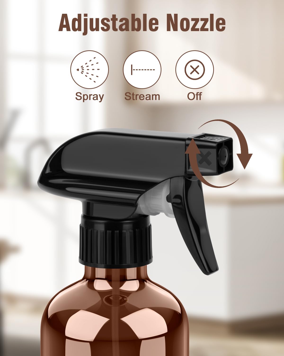 Bontip Glass Spray Bottle 16 oz for Cleaning, Plants (2 Pack, Amber)