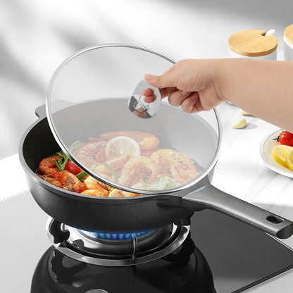 Splatter Screen for Frying Pan, 3 Pack Stainless Steel Extra-Fine Mesh, 10 in 11.5 in 13 in Grease Splatter Guard with Fold-Flat Knob, Dishwasher Safe
